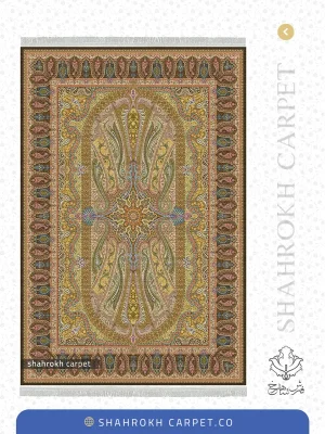 فرش لاکچری جدید 1700 شانه طرح کشمیری رنگ زمینه قهوه ای | فرش شاهرخ