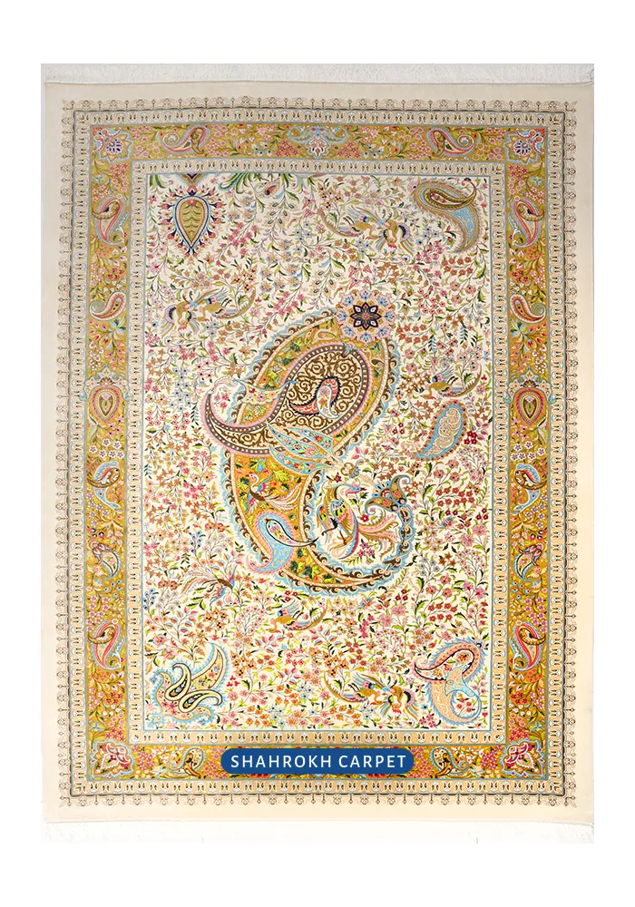 قیمت و خرید فرش 1700 شانه ابریشمی ماشینی طرح بوته - فرش شاهرخ