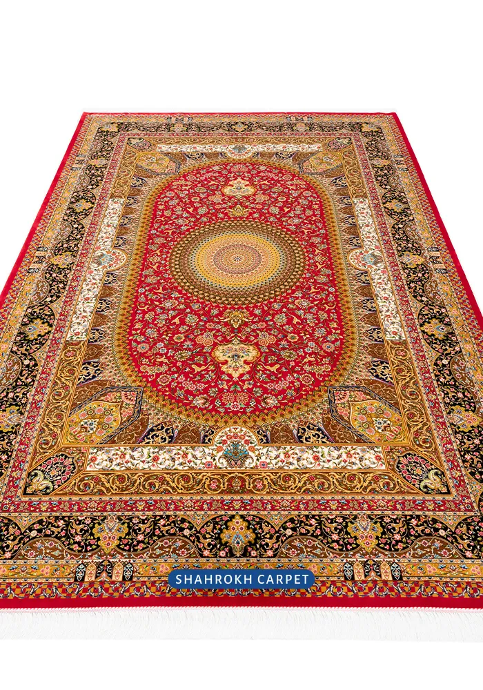 قیمت و خرید فرش 1700 شانه ابریشمی ماشینی طرح ترمه - فرش شاهرخ