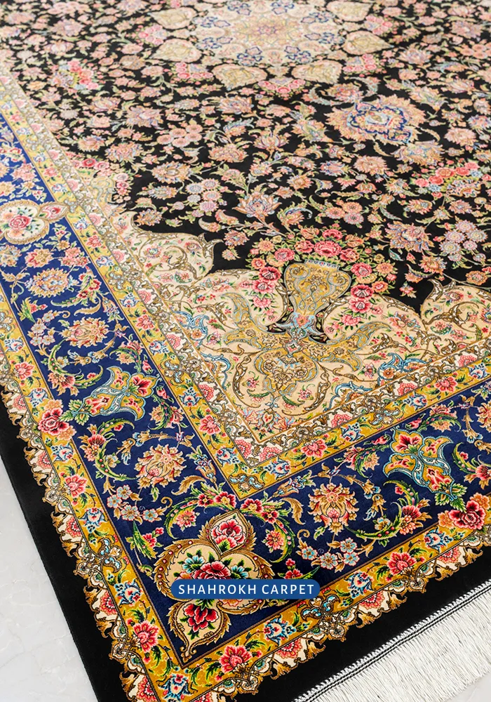 قیمت و خرید فرش 1700 شانه ابریشم ماشینی طرح ماهک - فرش شاهرخ