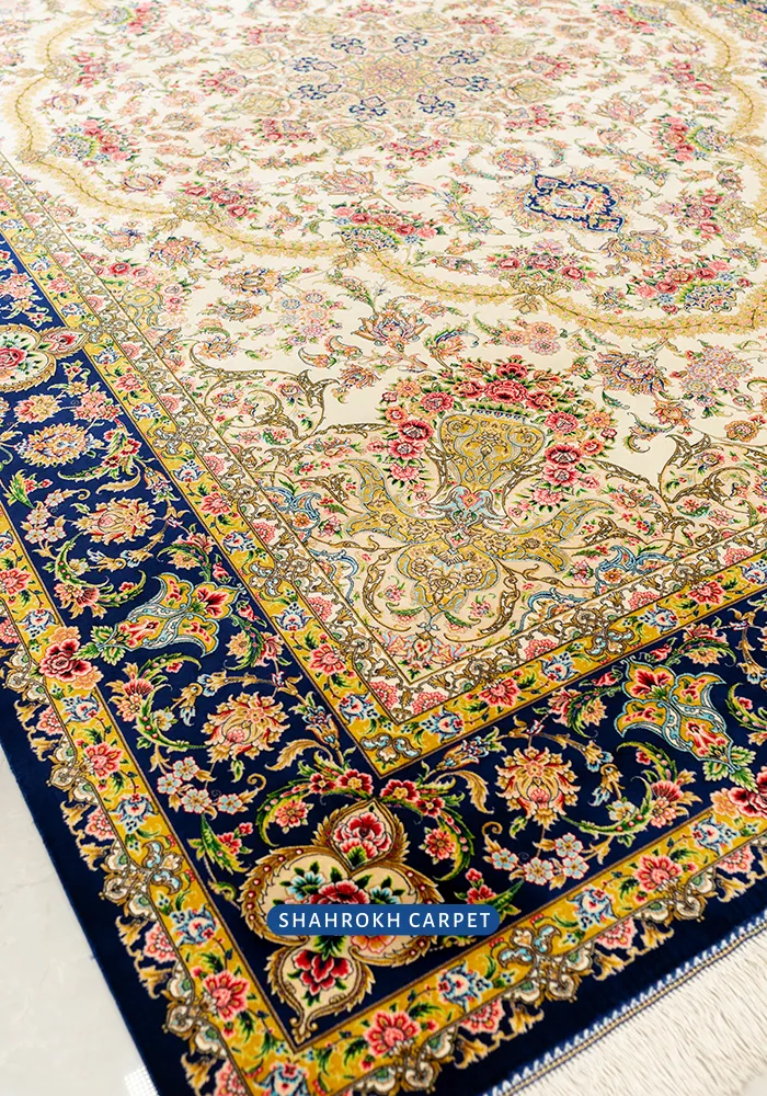 قیمت و خرید فرش 1700 شانه ابریشم ماشینی طرح ماهور - فرش شاهرخ
