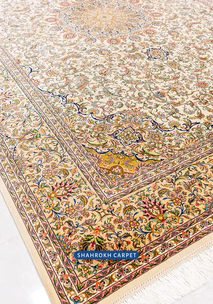 قیمت و خرید فرش 1700 شانه ابریشم ماشینی طرح ماندگار - فرش شاهرخ