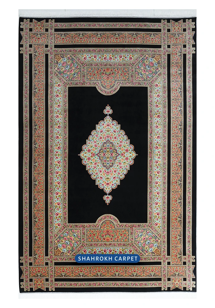 قیمت و خرید فرش 1700 شانه ابریشمی ماشینی طرح گل‌سرخ - فرش شاهرخ