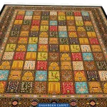 قیمت و خرید فرش ابریشم ماشینی 1700 شانه طرح خشتی فرا - فرش شاهرخ