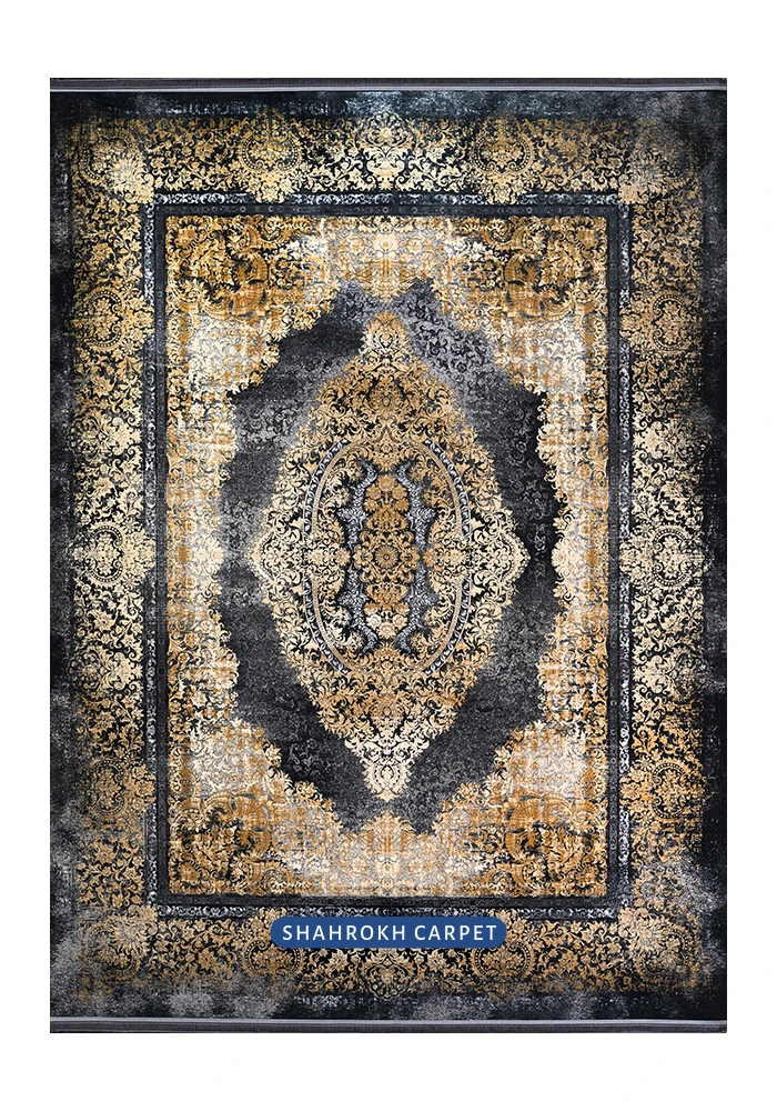 قیمت و خرید فرش وینتیج 1200 شانه زمینه دودی گل برجسته طرح جانت - فرش شاهرخ