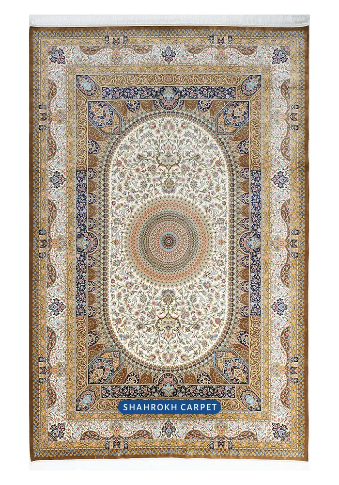 قیمت و خرید فرش 1700 شانه ابریشمی ماشینی طرح ترمه - فرش شاهرخ