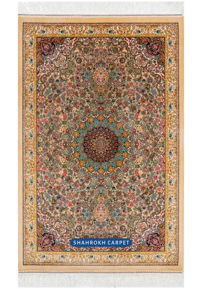 فرش 1700 شانه طرح جیران فرش لاکچری دست بافت گونه ابریشمی - فرش شاهرخ